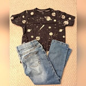 5T Bundle Carter's space tee + wonder nation jeans straight leg like new